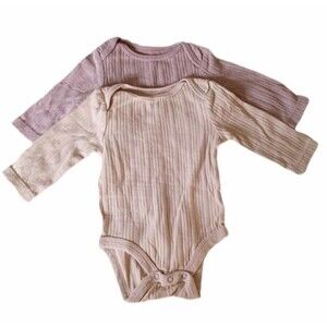 2pc Cloud Island Pink Mauve Long Sleeve Bodysuit Set sz 0-3M Girls